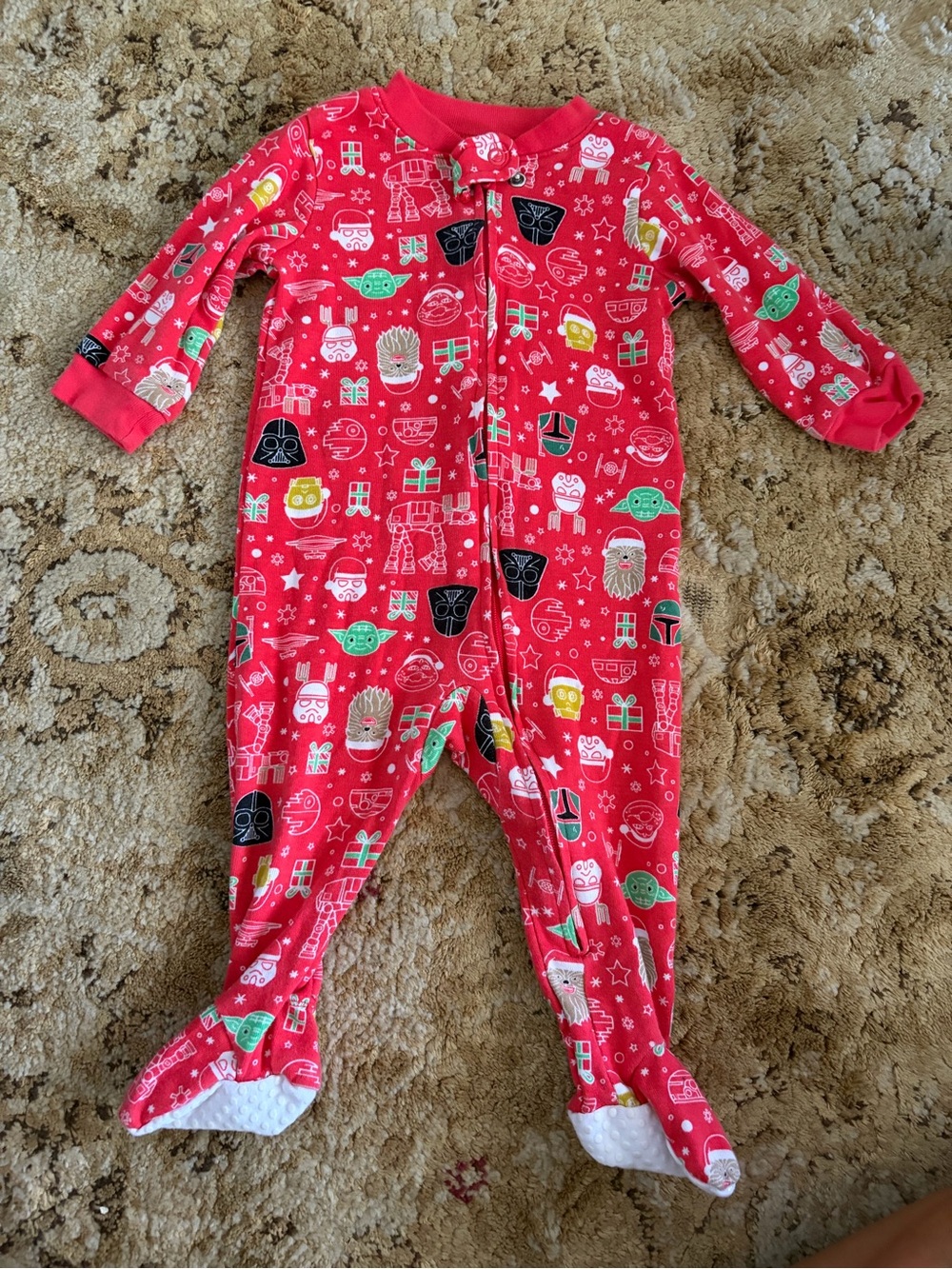 Holiday Red Star Wars™ Character Footed One-Piece for Kids 3-6 months baby yoda
